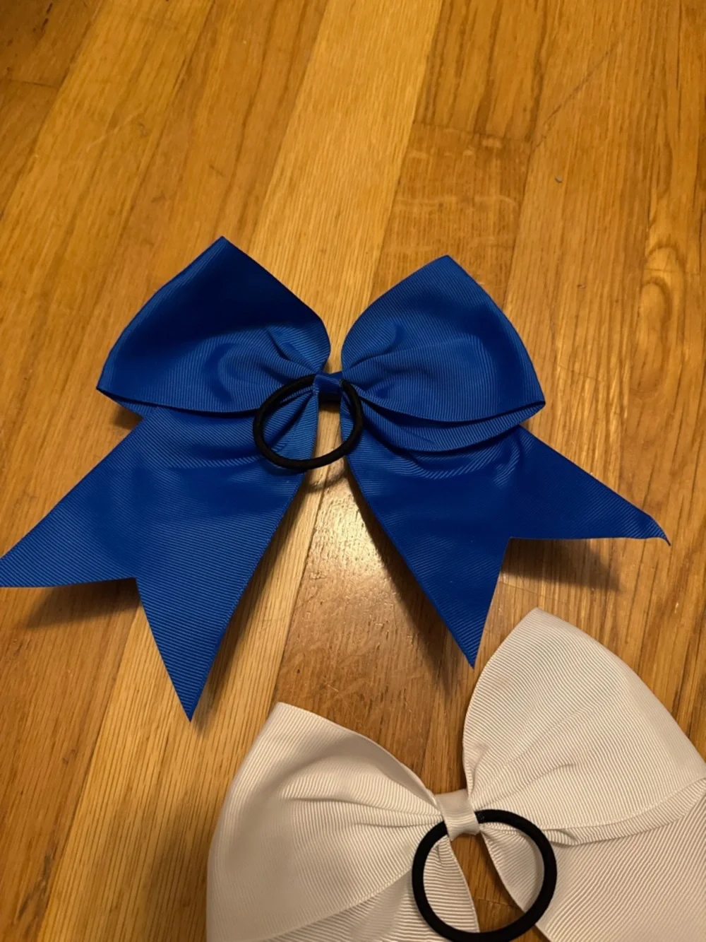 Blue and White Cheer Hair Bows with Cheer Pouch - Kids Accessories